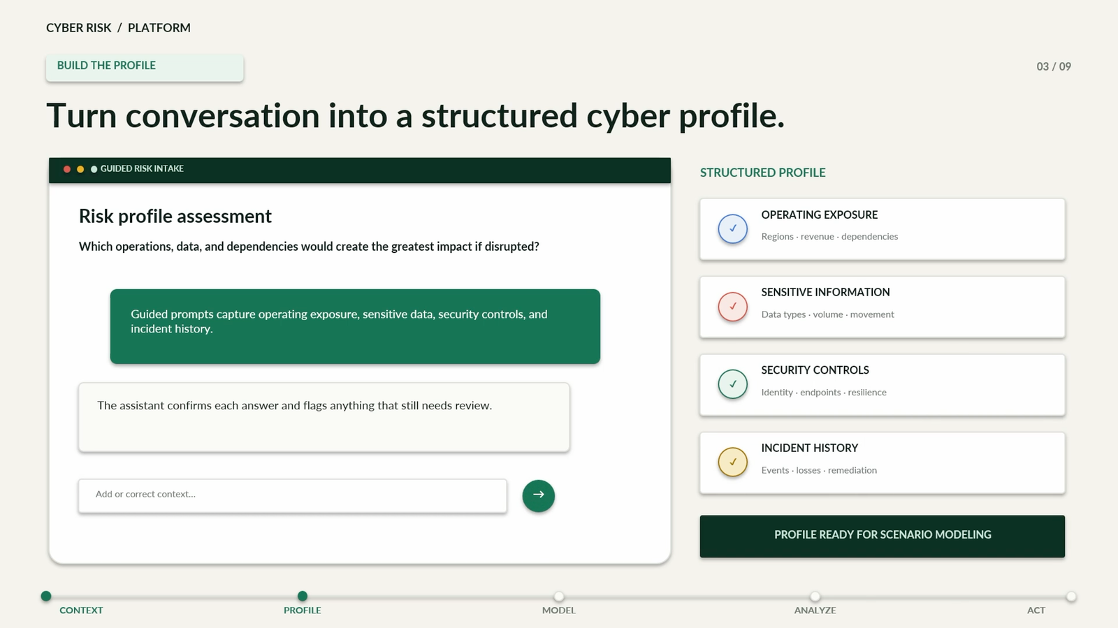 CyberCheck demonstration of the organisation profile